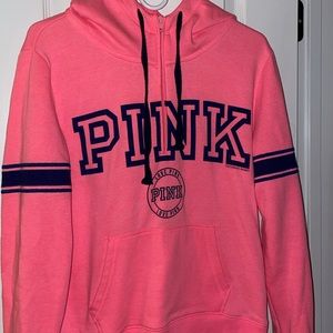 Half Zip Up hoodie from PINK Victoria Secret size Medium in the color pink
